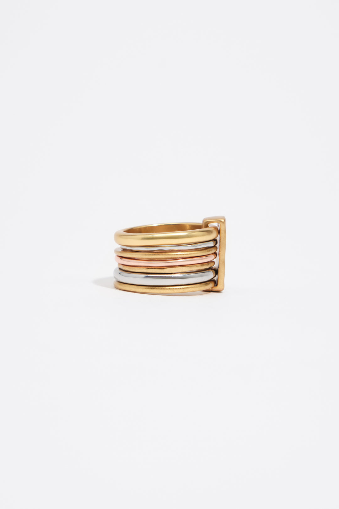Aged multi-gold band ring