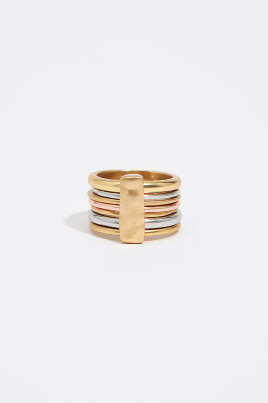 Aged multi-gold band ring