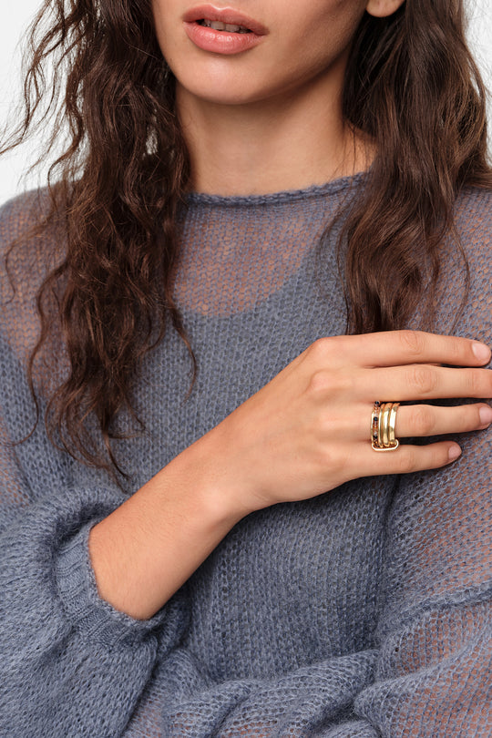 Aged gold textured ring
