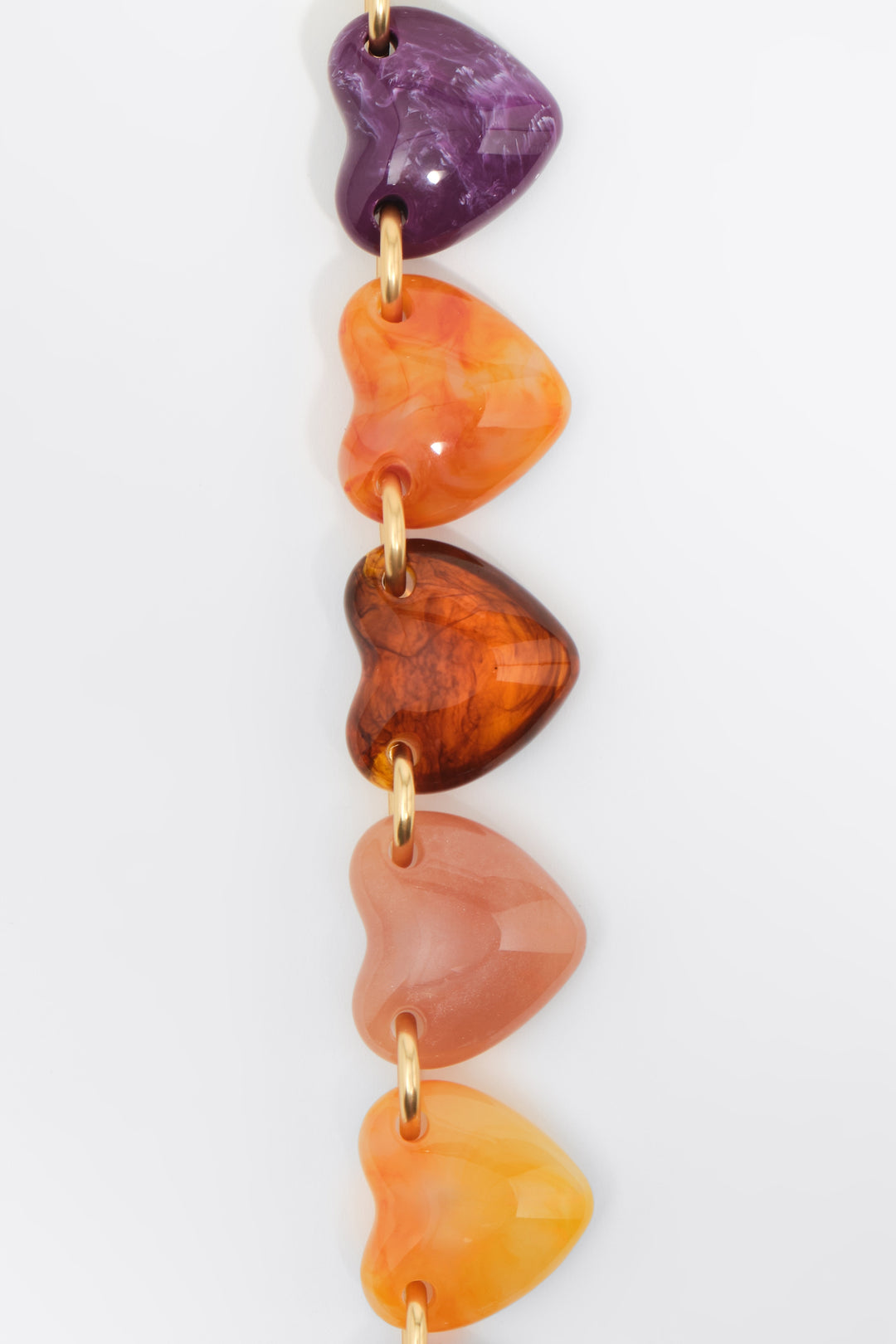 Multi amber resin hearts necklace