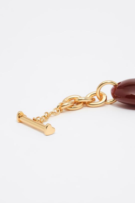 Multi amber resin hearts necklace