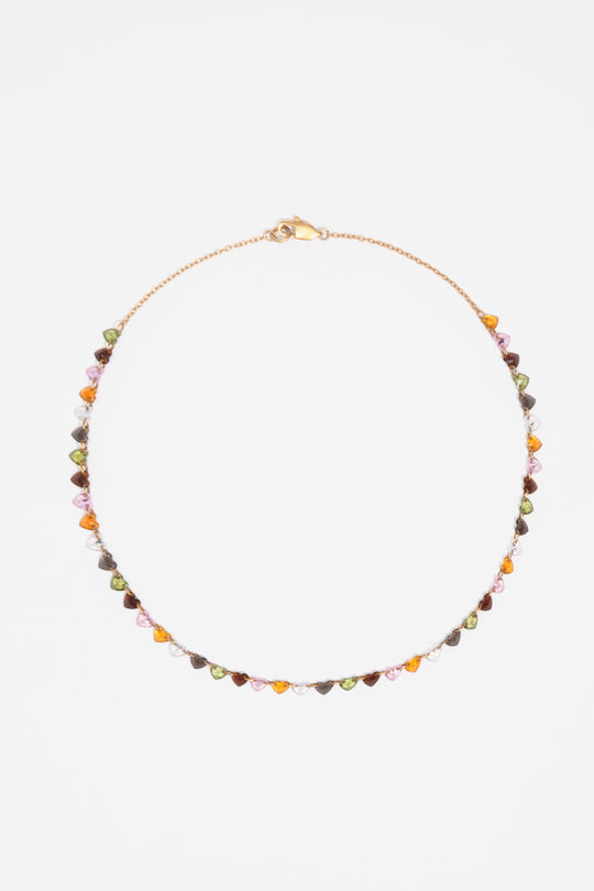 Multicolor heart crystals necklace