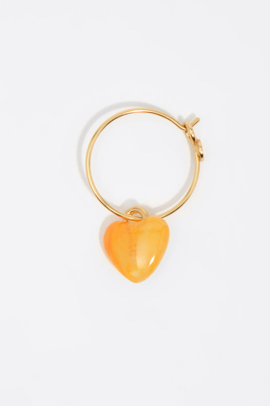 Yellow resin heart hoop earrings