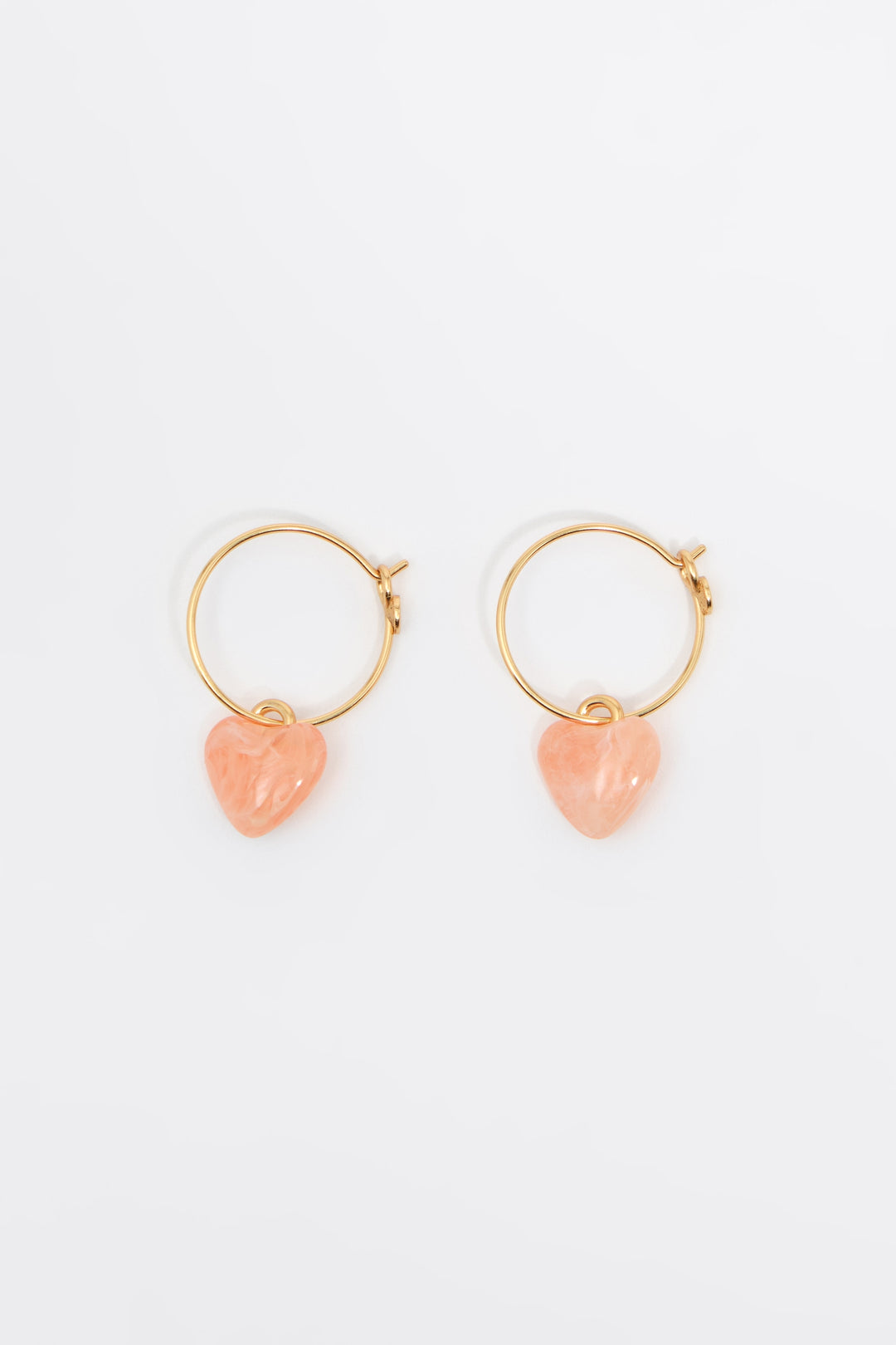 Pink resin heart hoop earrings