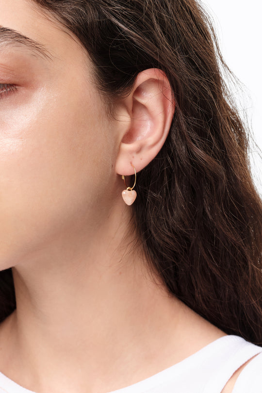 Pink resin heart hoop earrings