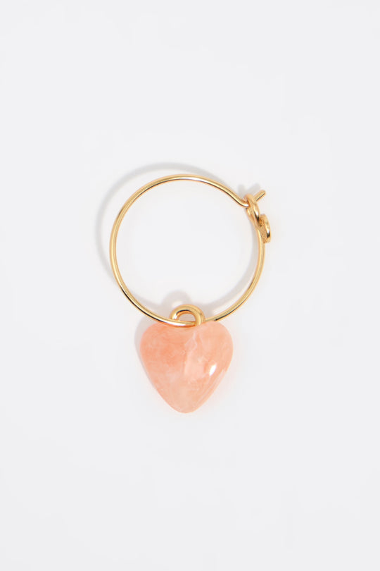 Pink resin heart hoop earrings