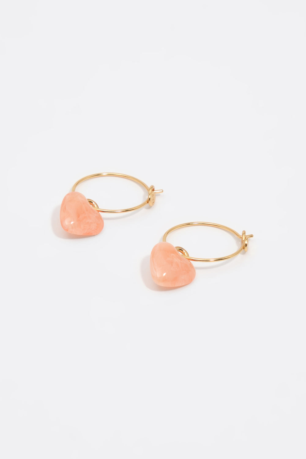 Pink resin heart hoop earrings