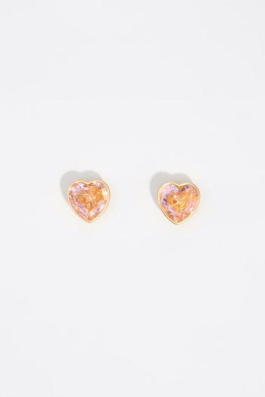 Pink crystal heart earrings