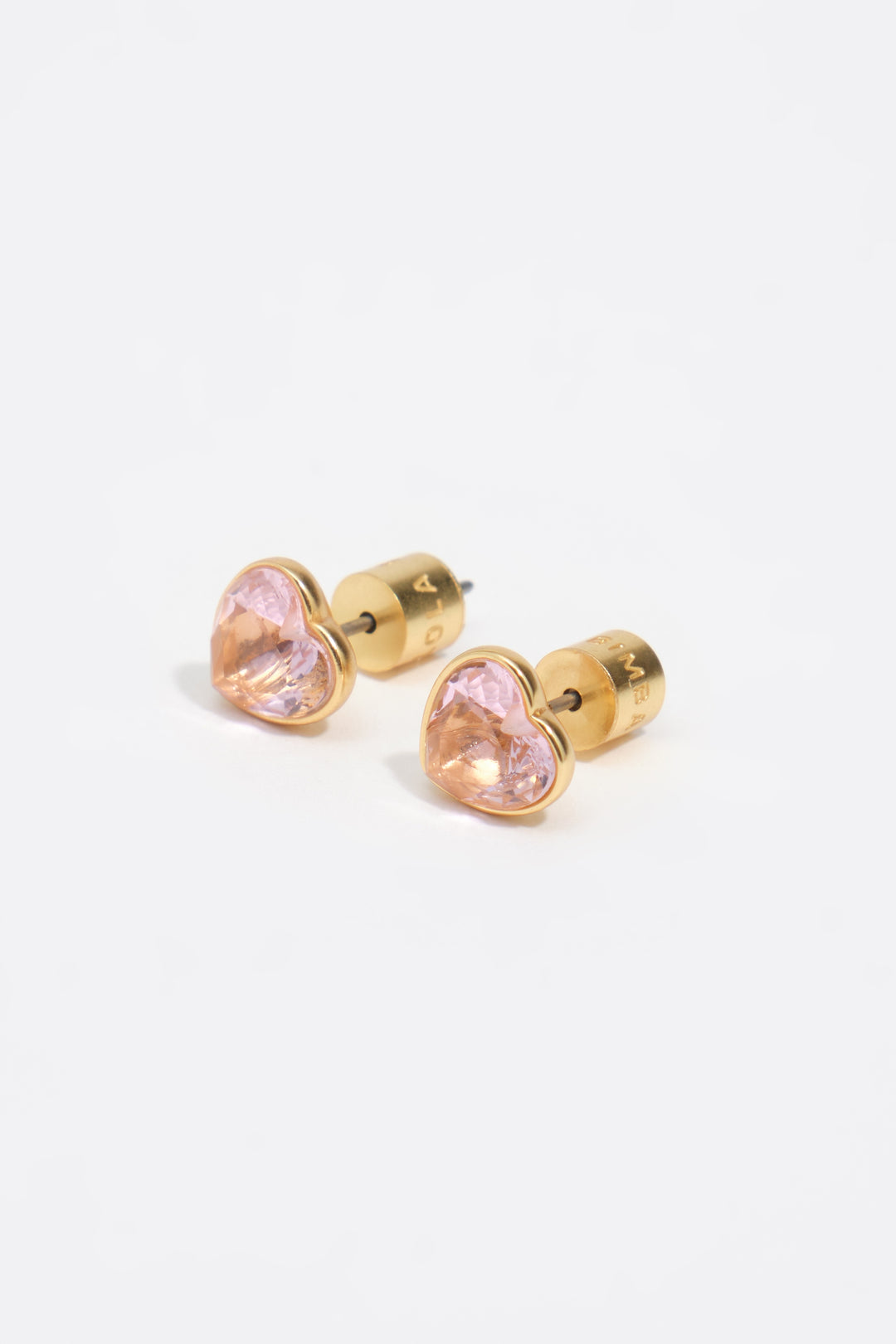 Pink crystal heart earrings