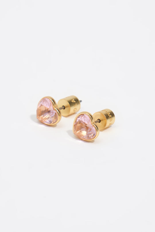 Pink crystal heart earrings
