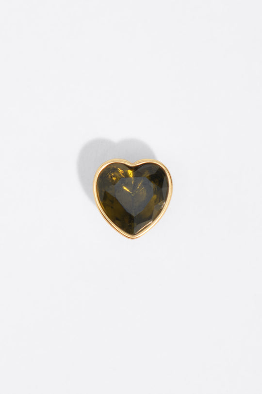 Olive crystal heart earrings