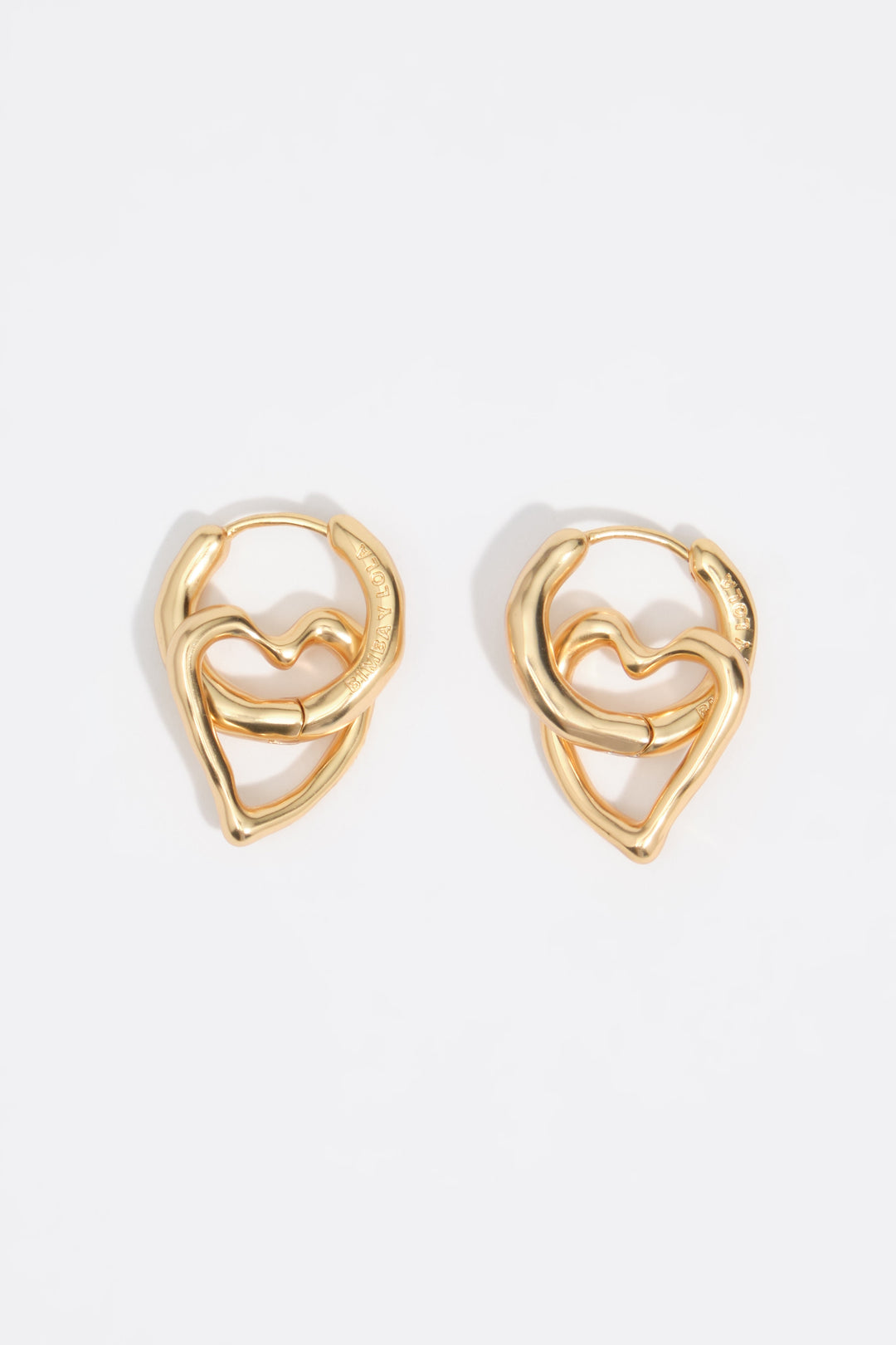 Textured double hoop heart earrings