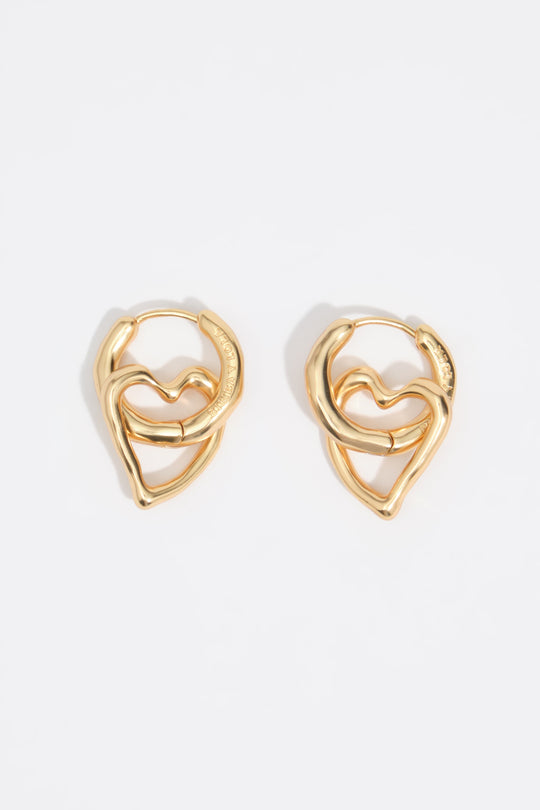 Textured double hoop heart earrings