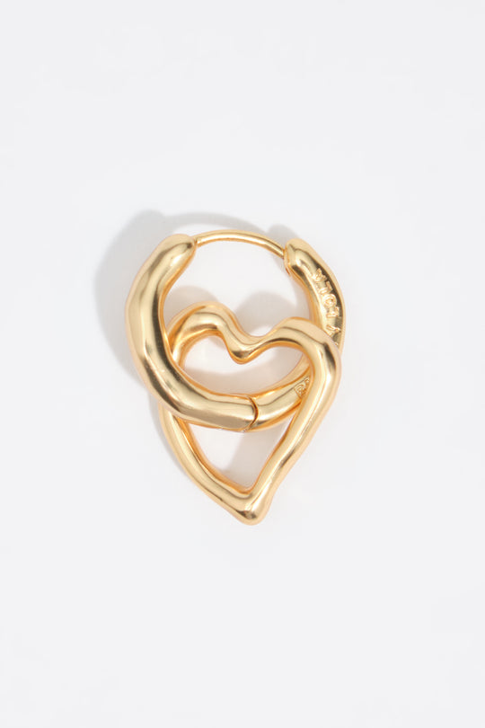 Textured double hoop heart earrings