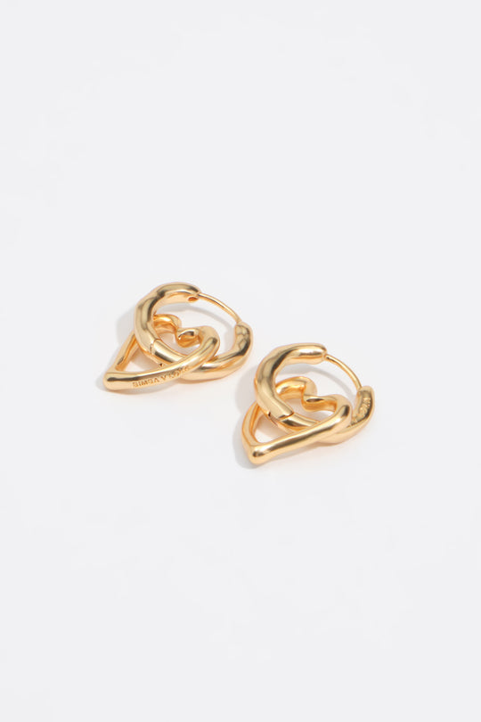 Textured double hoop heart earrings