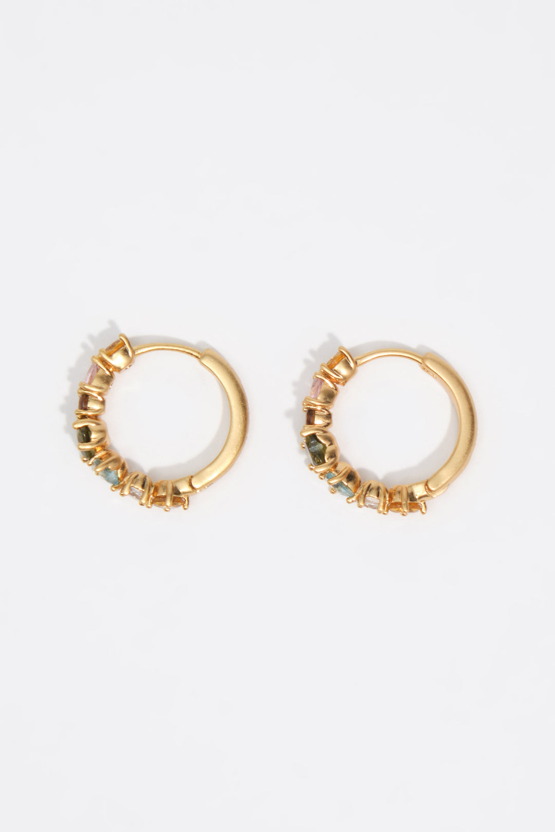 Small gold crystals heart hoop earrings