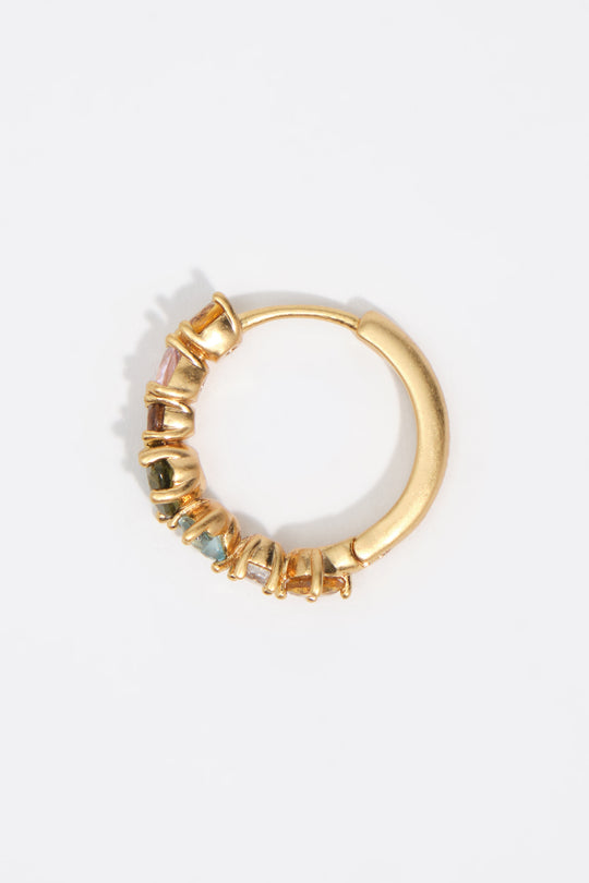 Small gold crystals heart hoop earrings
