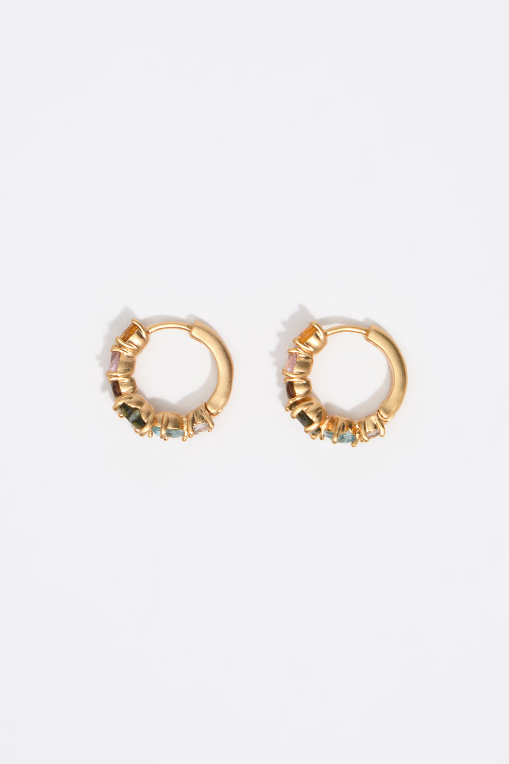 medium gold crystals heart hoop earrings