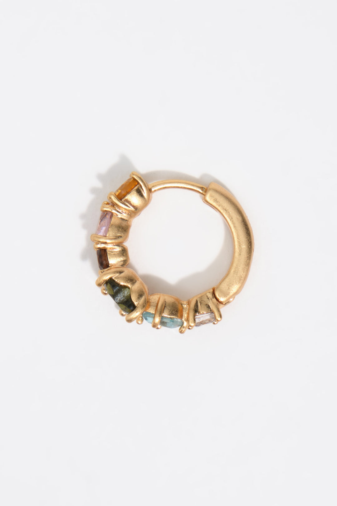 medium gold crystals heart hoop earrings