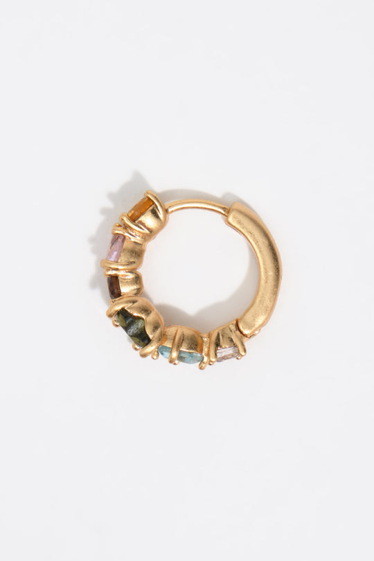 medium gold crystals heart hoop earrings