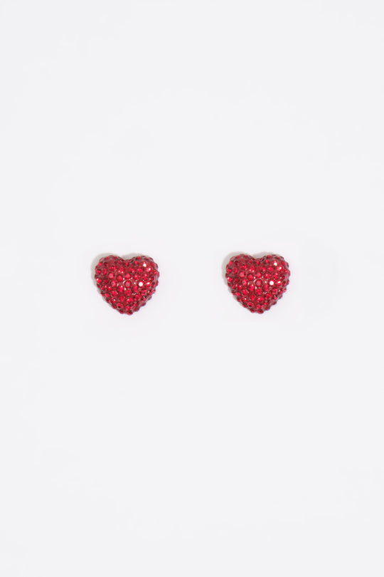 Red crystals heart earrings