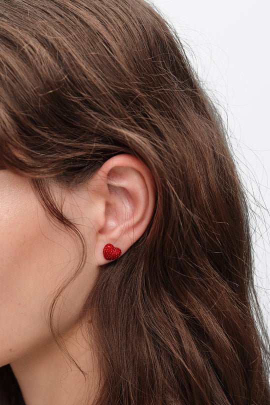 Red crystals heart earrings