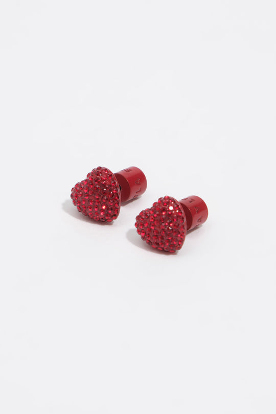 Red crystals heart earrings