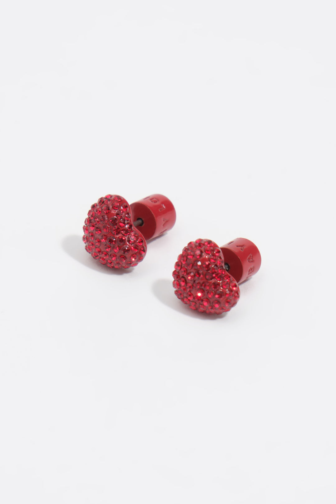 Red crystals heart earrings