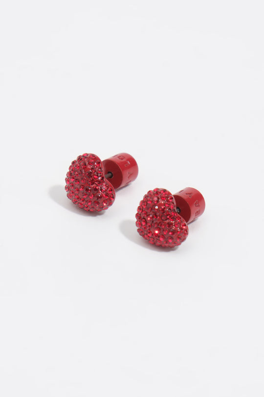 Red crystals heart earrings