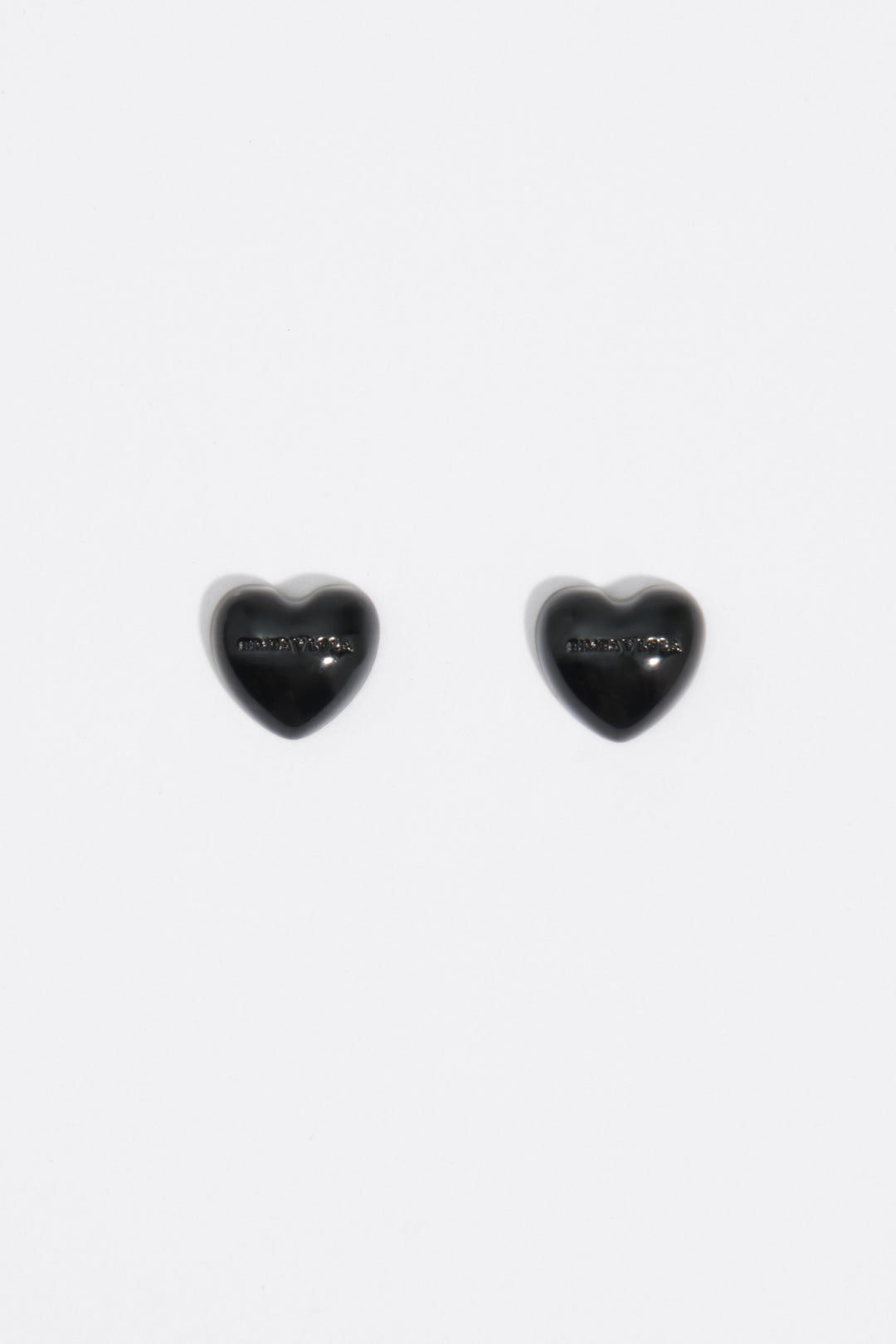 Black enameled heart earrings