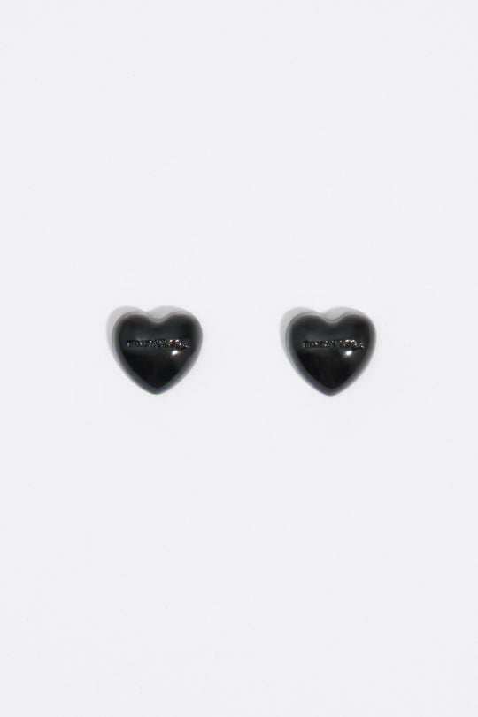 Black enameled heart earrings