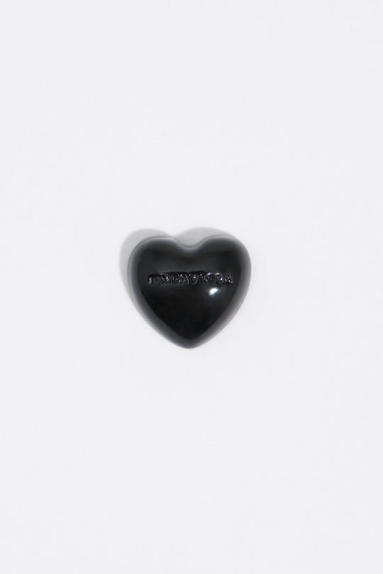 Black enameled heart earrings