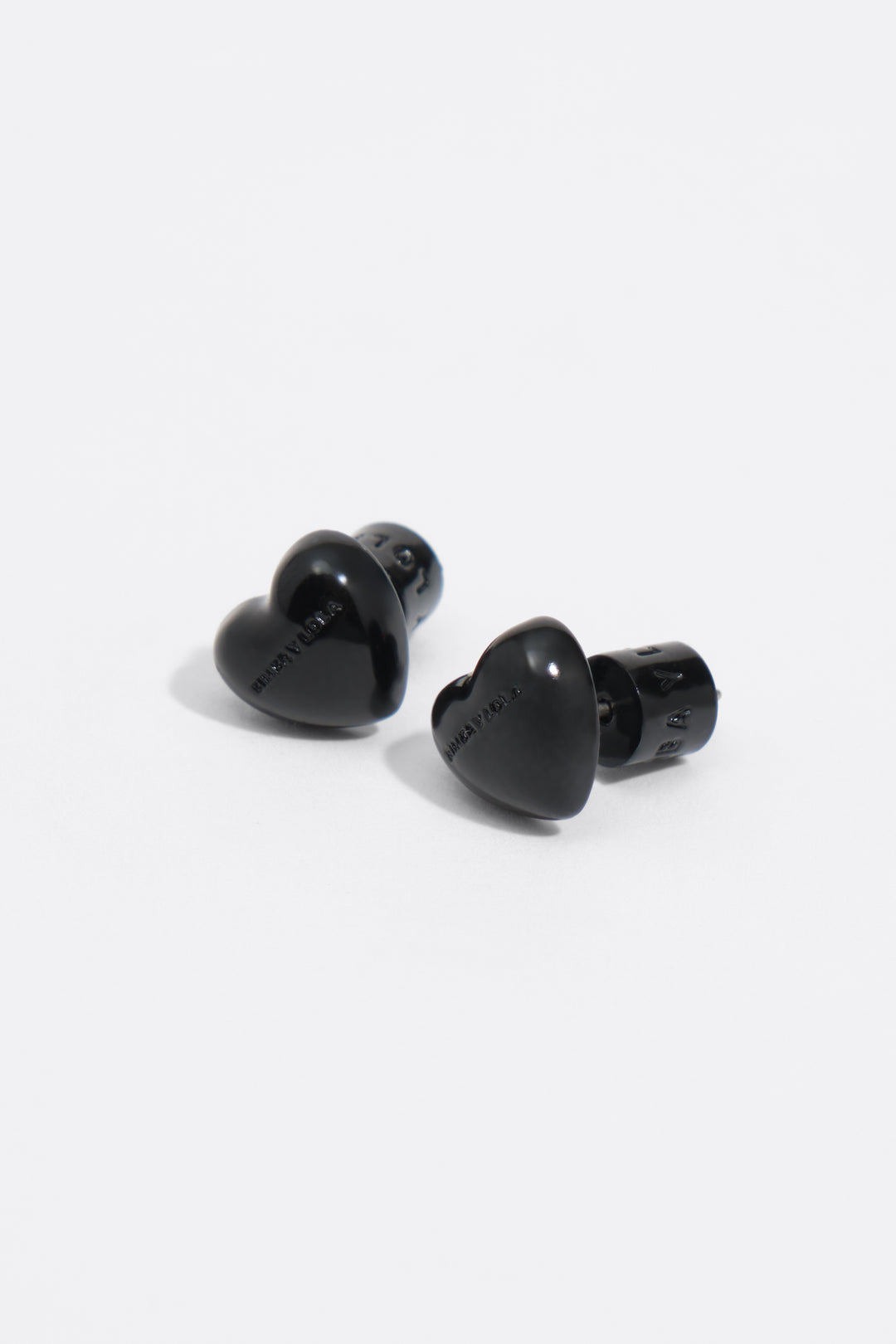 Black enameled heart earrings