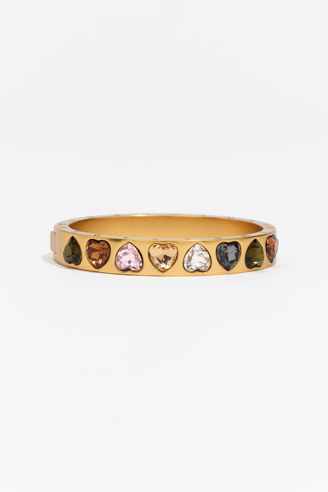 Rigid multicolor crystals heart bracelet