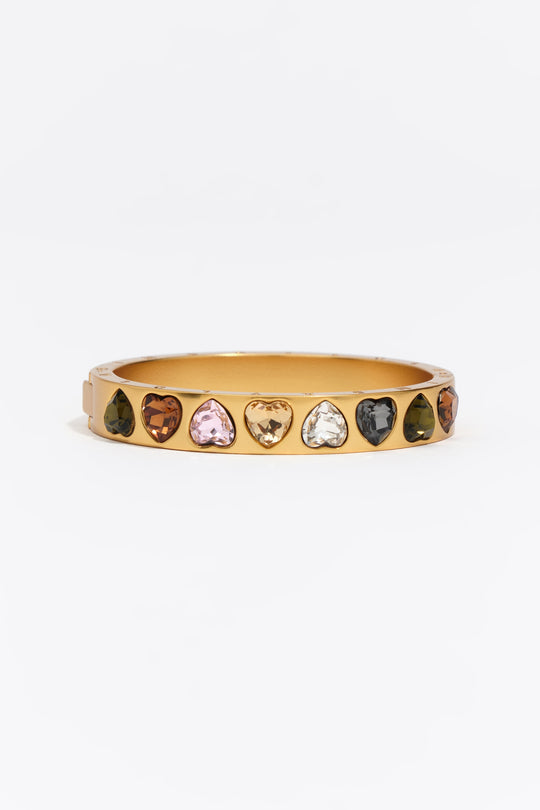 Rigid multicolor crystals heart bracelet