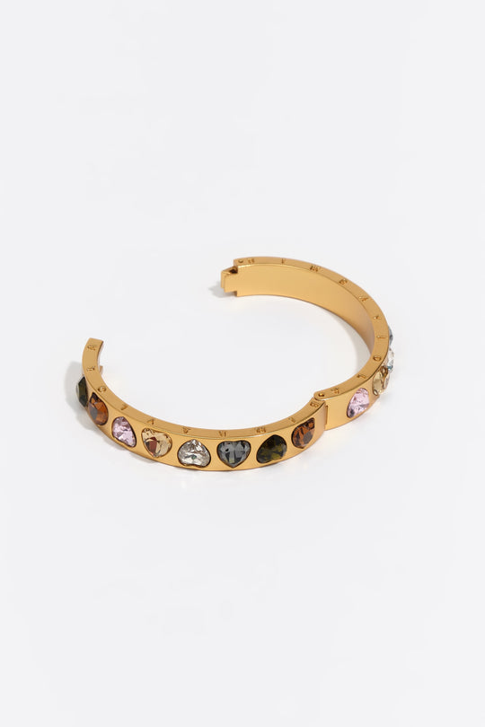 Rigid multicolor crystals heart bracelet