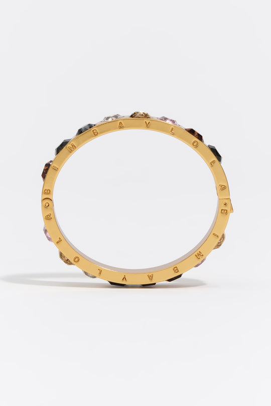 Rigid multicolor crystals heart bracelet