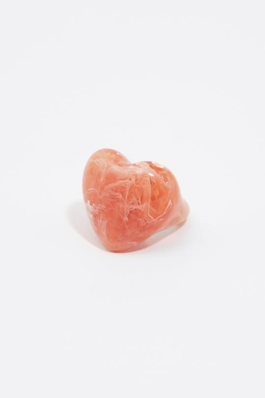 Pink resin heart ring