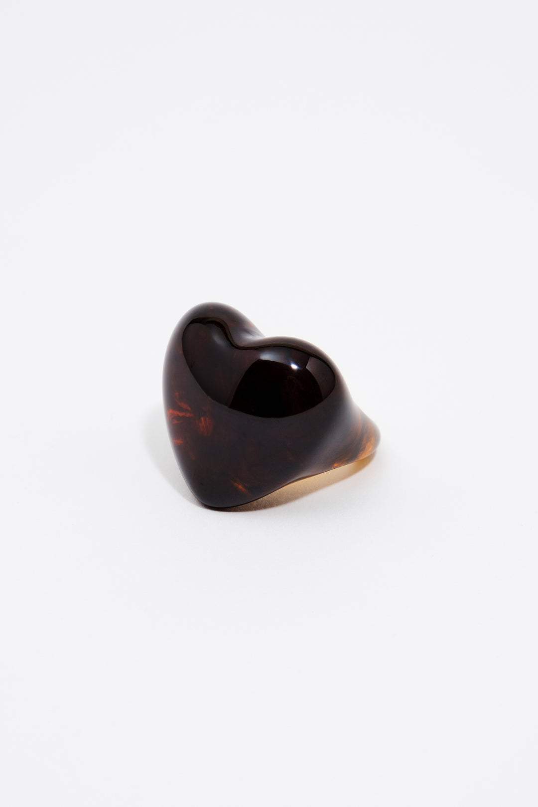 Amber resin heart ring