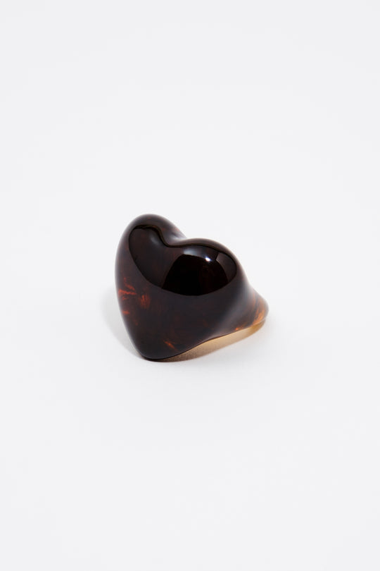 Amber resin heart ring