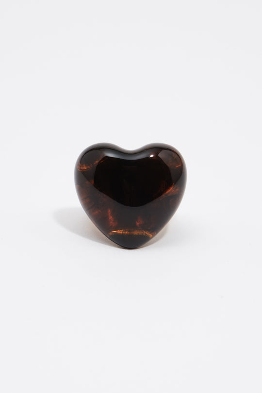 Amber resin heart ring