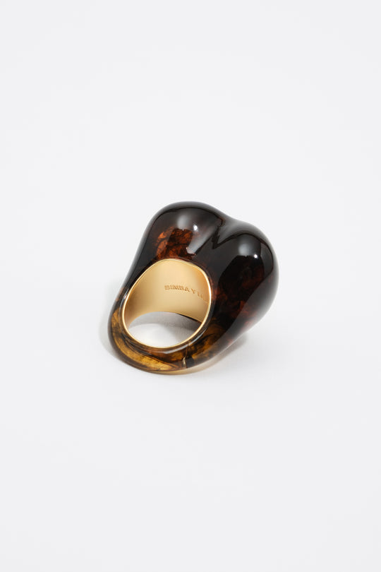 Amber resin heart ring
