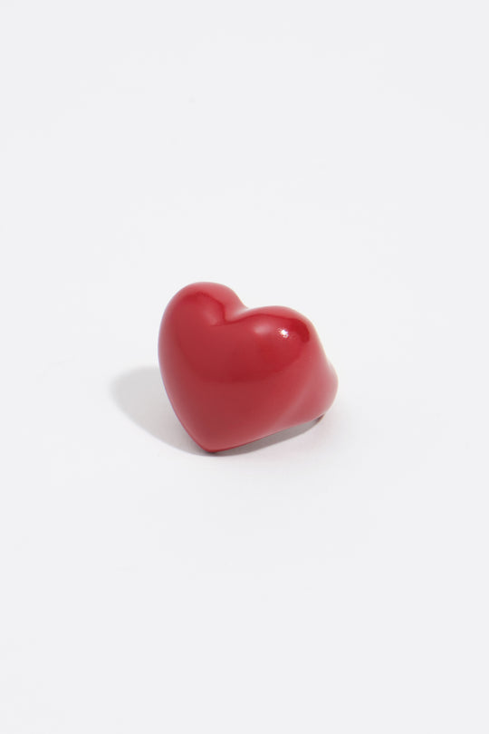 Red enamel heart ring