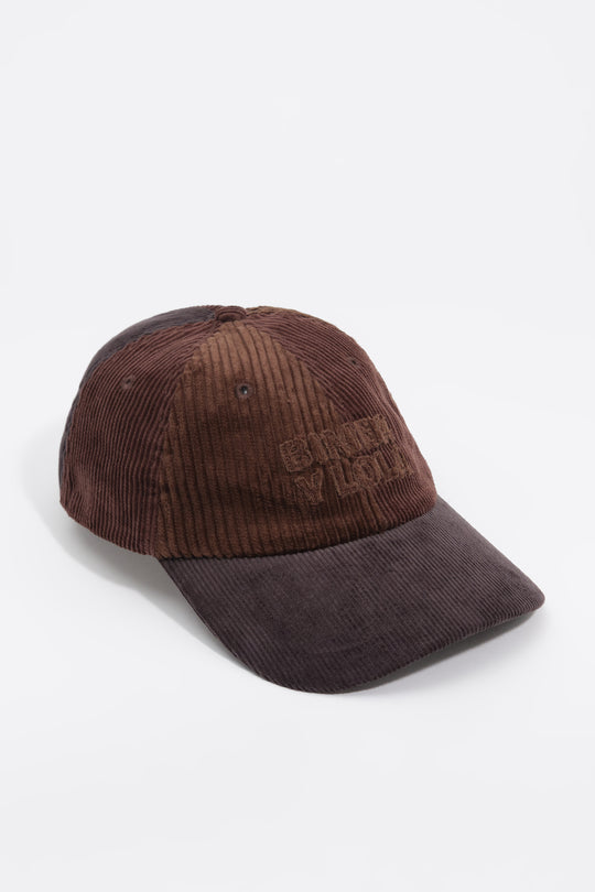 Brown corduroy patchwork cap