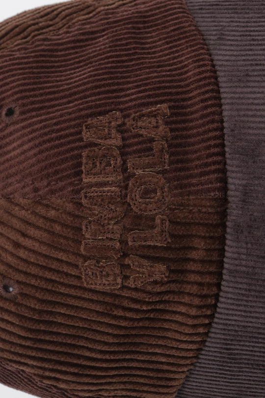Brown corduroy patchwork cap
