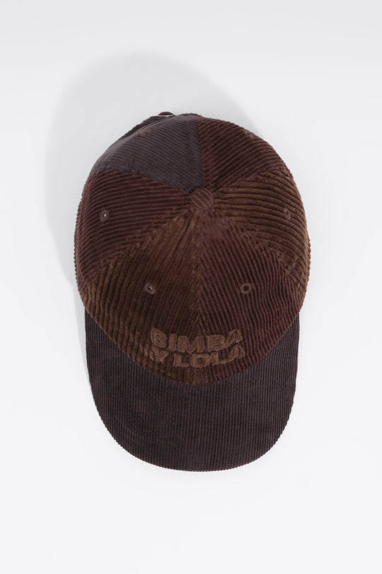 Brown corduroy patchwork cap