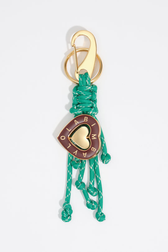 Green heart key ring with ropes