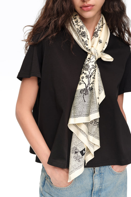 Two-tone lace floral scarf