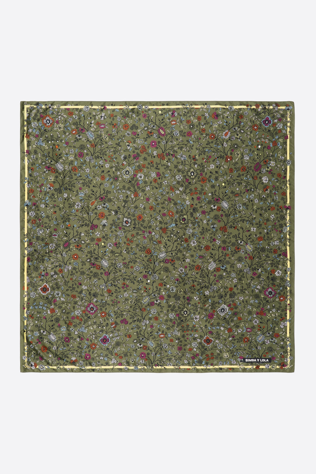 Khaki lace floral scarf