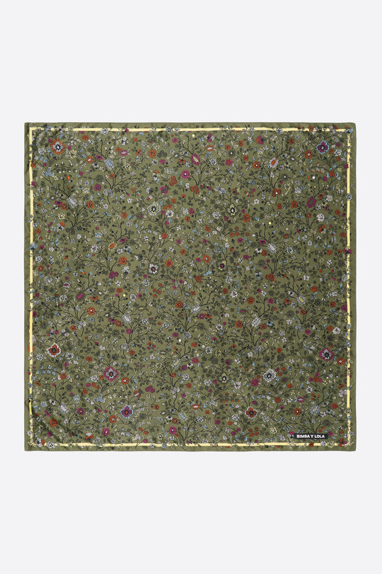 Khaki lace floral scarf